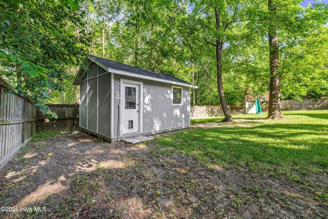 view of shed