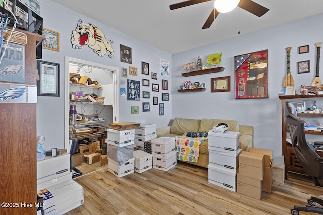office with ceiling fan and wood finished floors
