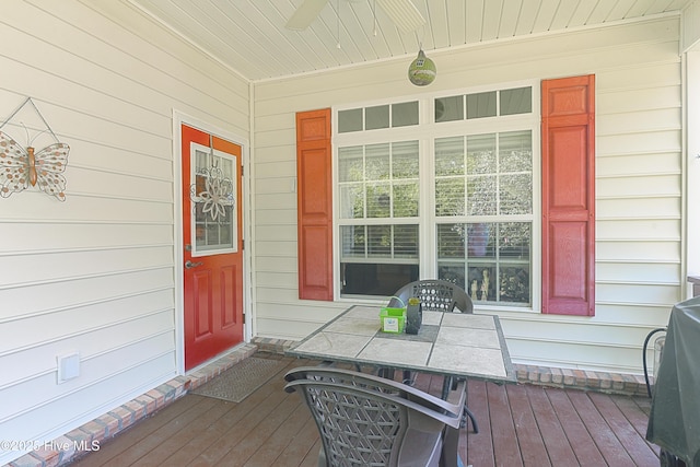 wooden terrace with covered porch