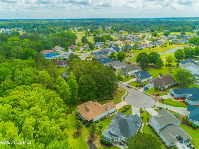 aerial view featuring a water view and a residential view