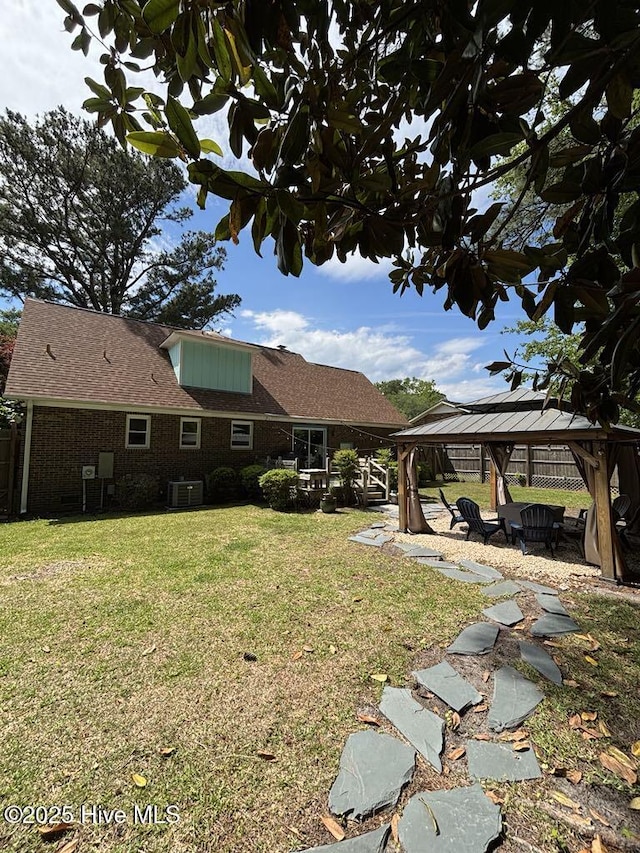 view of yard with a gazebo and a patio area