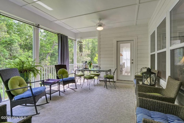 489 Broomsedge Ct SE, Bolivia, NC 28422 - sunroom / solarium featuring ceiling fan