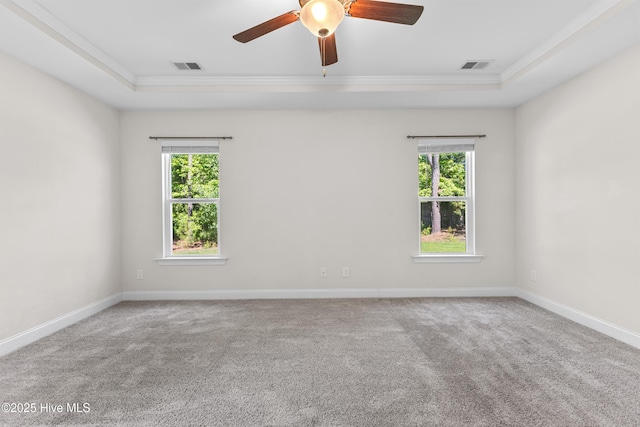 365 W Goldeneye Ln, Sneads Ferry, NC 28460 - unfurnished room with a raised ceiling, carpet, and a ceiling fan