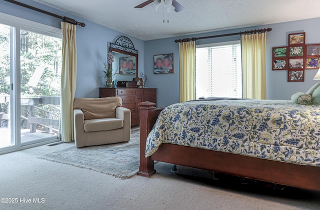 1 Collett Ln, Pinehurst, NC 28374 - carpeted bedroom with access to exterior and a ceiling fan