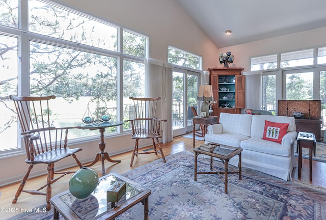 12 Shenecossett Ln, Pinehurst, NC 28374 - living area with light wood-style flooring and high vaulted ceiling