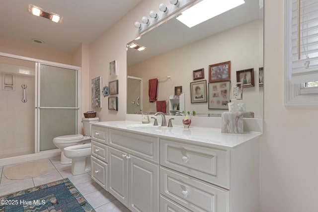 12 Shenecossett Ln, Pinehurst, NC 28374 - bathroom with a stall shower, a bidet, vanity, toilet, and tile patterned flooring