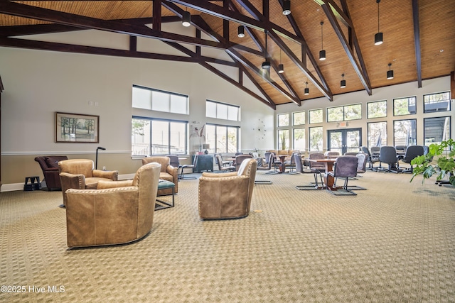 3243 Marsh View Dr SW, Supply, NC 28462 - community lobby featuring high vaulted ceiling and wood ceiling with exposed beams
