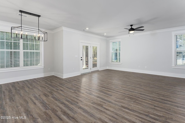 738 Hollybriar Loop Rd SE, Bolivia, NC 28422 - spare room with ornamental molding, healthy amount of natural light, a ceiling fan, baseboards, and recessed lighting