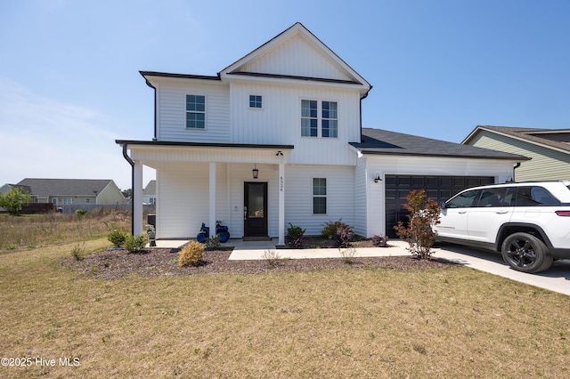 4524 Sweet Williams Ln NW, Wilson, NC 27896 - modern farmhouse style home with a front lawn, covered porch, an attached garage, and concrete driveway