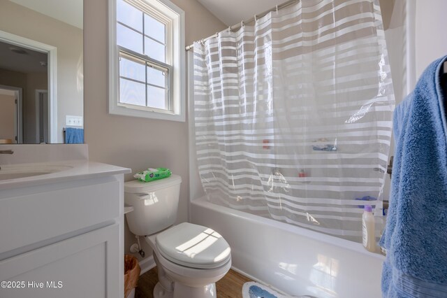 4524 Sweet Williams Ln NW, Wilson, NC 27896 - bathroom with toilet, shower / tub combo, wood finished floors, and vanity