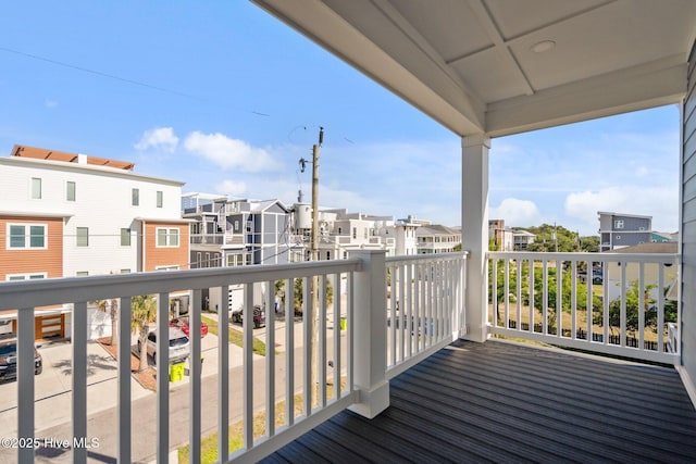 deck with a residential view