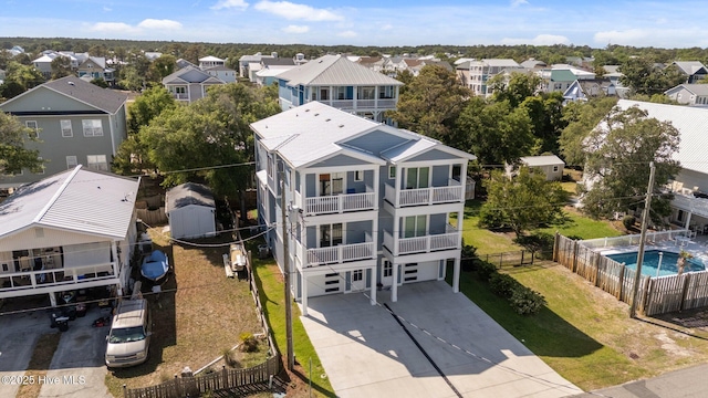 aerial view with a residential view