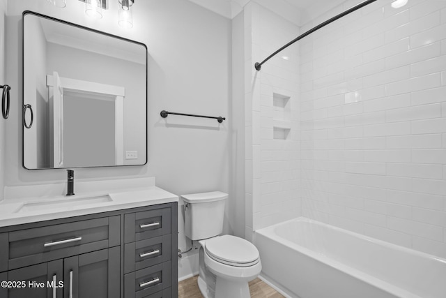 full bath with vanity, toilet, and tub / shower combination