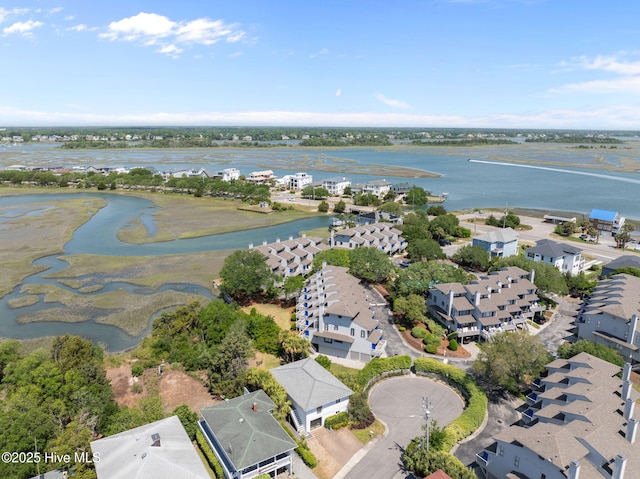 aerial view of a nearby body of water
