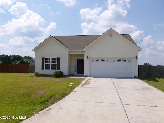 108 Hill Farm Dr, Richlands, NC 28574 - view of front of home featuring driveway, an attached garage, and roof with shingles