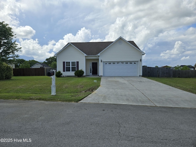 108 Hill Farm Dr, Richlands, NC 28574 - ranch-style house featuring concrete driveway and an attached garage