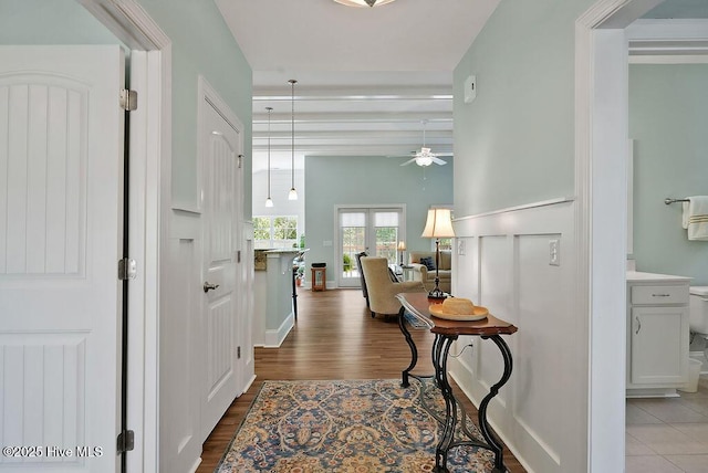 hall featuring wood finished floors