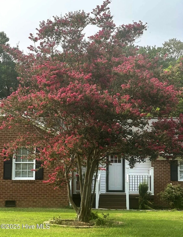 1120 Princeton Kenly Rd, Kenly, NC 27542 - view of front of property with brick siding and a front yard