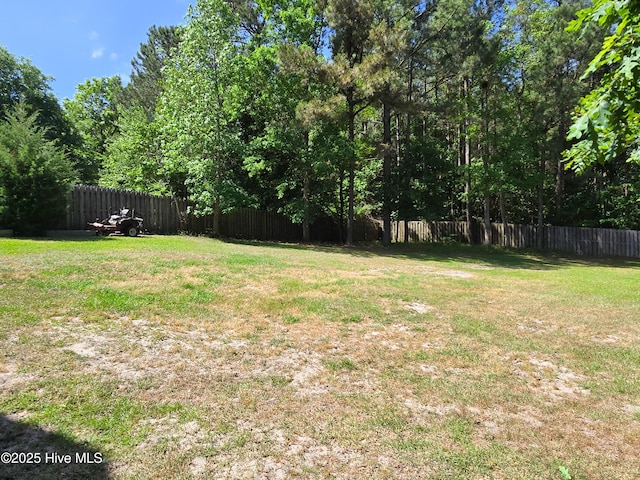 view of yard featuring a fenced backyard