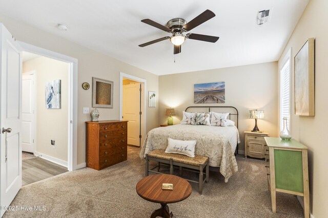 326 Starfish Ln, Sneads Ferry, NC 28460 - bedroom featuring carpet, baseboards, and ceiling fan