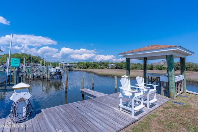 515 Blue Heron Dr, Newport, NC 28570 - dock area featuring a water view and boat lift