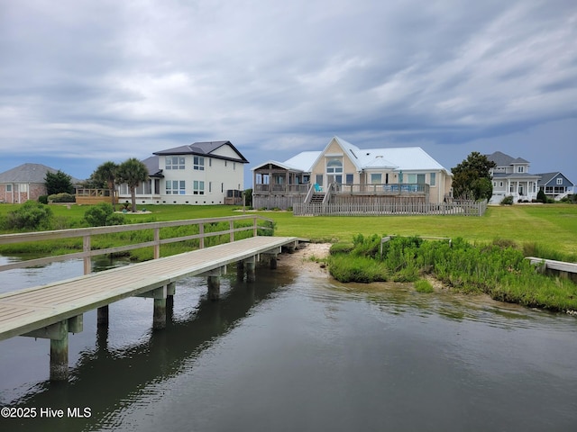 515 Blue Heron Dr, Newport, NC 28570 - dock area featuring a water view and a yard