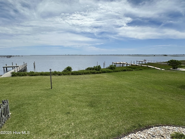 515 Blue Heron Dr, Newport, NC 28570 - view of grassy yard featuring a water view and a dock