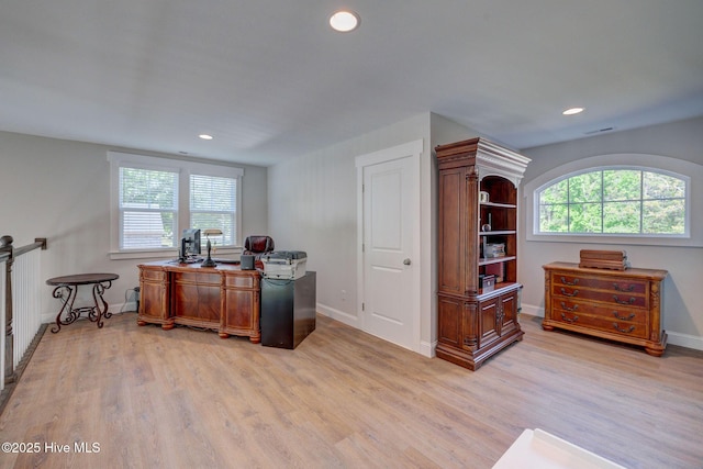 237 Pine Village Dr, Rocky Point, NC 28457 - office featuring light wood-style flooring and recessed lighting