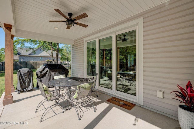 237 Pine Village Dr, Rocky Point, NC 28457 - view of patio with a ceiling fan and outdoor dining space