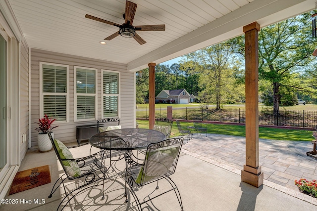 237 Pine Village Dr, Rocky Point, NC 28457 - view of patio with a ceiling fan and outdoor dining space