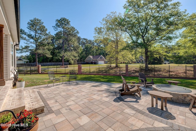 237 Pine Village Dr, Rocky Point, NC 28457 - view of patio featuring an outdoor fire pit and view of scattered trees