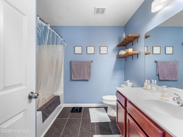 102 Flat Rock Ln, Richlands, NC 28574 - bathroom featuring vanity, toilet, tile patterned flooring, shower / bath combo, and baseboards
