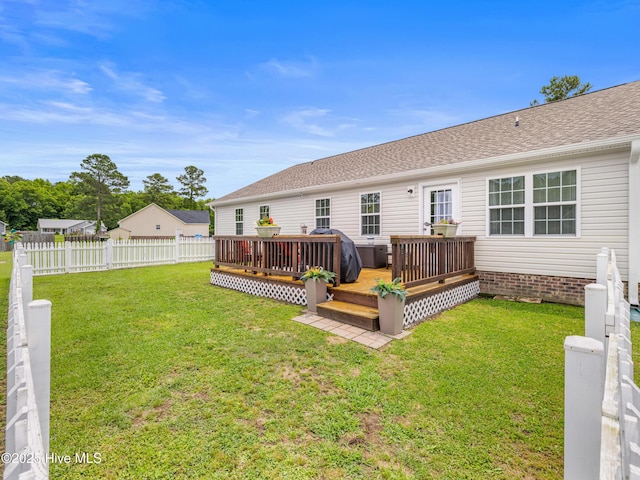 102 Flat Rock Ln, Richlands, NC 28574 - back of property with a deck and a shingled roof