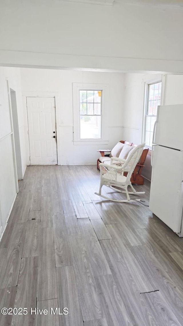 entrance foyer with wood finished floors and healthy amount of natural light