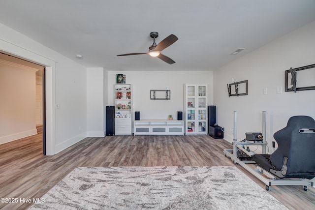 374 Yucca Ln, Wilmington, NC 28412 - office space featuring wood finished floors, ceiling fan, and baseboards