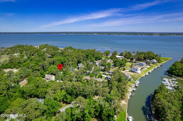 103 Arborvitae Ct, Pine Knoll Shores, NC 28512 - aerial view of property's location with a nearby body of water