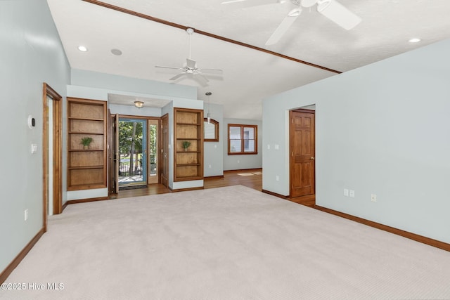 103 Arborvitae Ct, Pine Knoll Shores, NC 28512 - carpeted empty room featuring ceiling fan, baseboards, and recessed lighting