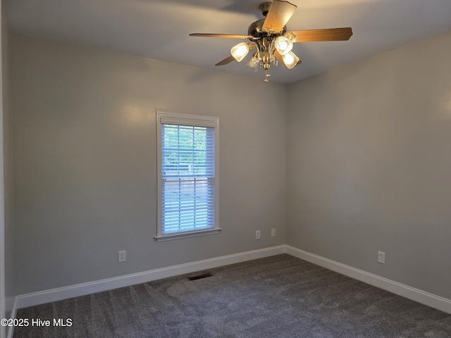 219 Drake Lndg, New Bern, NC 28560 - unfurnished room featuring baseboards, a ceiling fan, visible vents, and dark carpet