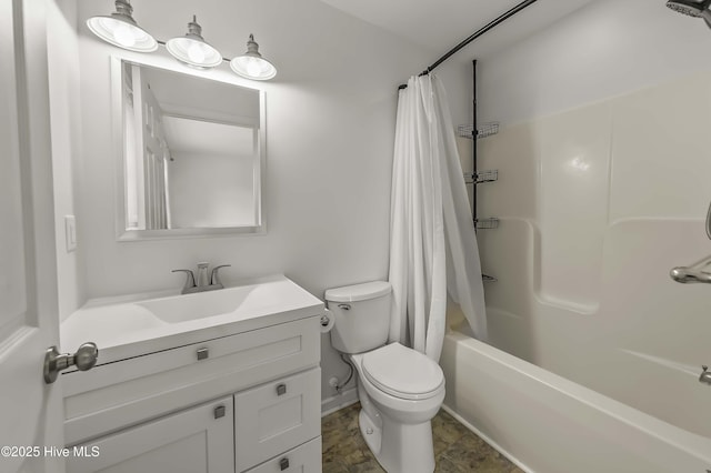 1406 Silverbrook Rd, Oriental, NC 28571 - full bath with vanity, toilet, shower / tub combo, and baseboards