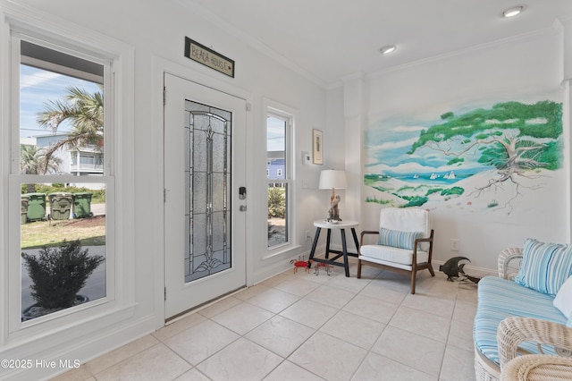 826 Fort Fisher Blvd N, Kure Beach, NC 28449 - entryway with light tile patterned floors, ornamental molding, and baseboards