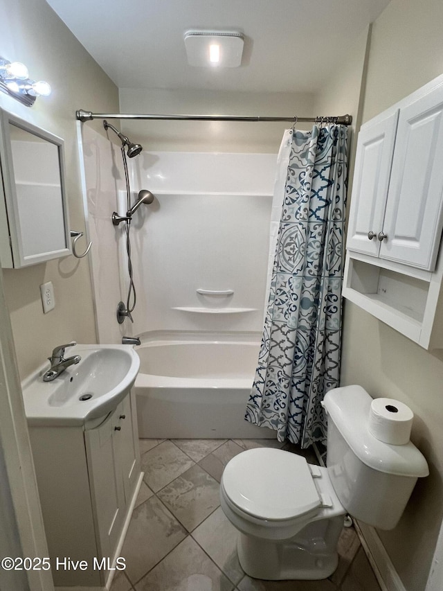 214 S Graham St, Wallace, NC 28466 - full bathroom with toilet, shower / tub combo, vanity, and marble look tiles
