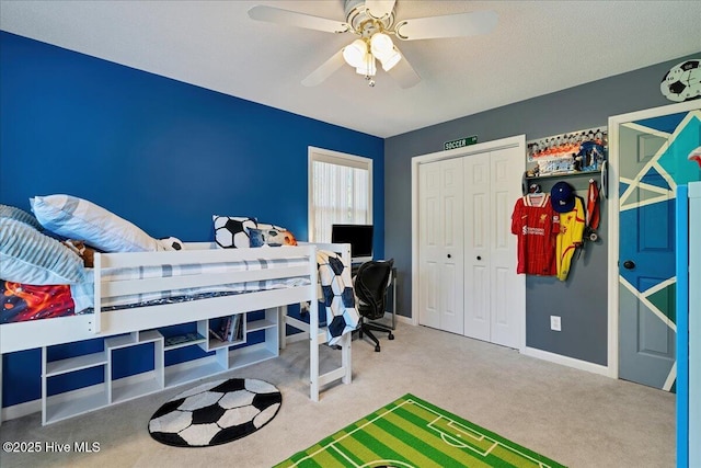 4 Brunswick Ln, Pinehurst, NC 28374 - carpeted bedroom featuring a closet, baseboards, a ceiling fan, and an office area