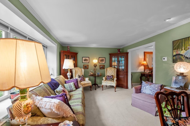 104 N Reed Dr, Washington, NC 27889 - carpeted living room with ornamental molding