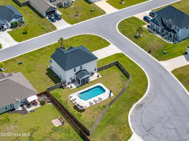 drone / aerial view featuring a residential view