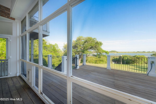1835 Middle Sound Loop Rd, Wilmington, NC 28411 - unfurnished sunroom with a water view