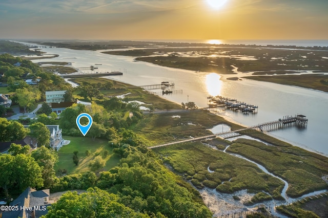 aerial view of a nearby body of water