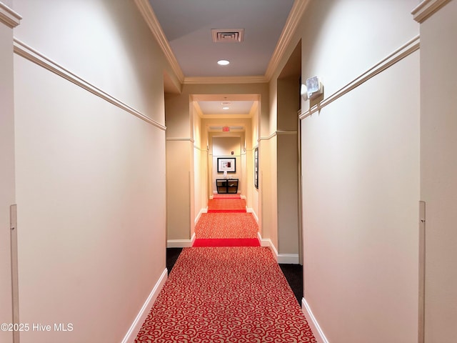 6832 Main St Unit 317, Wilmington, NC 28405 - hall featuring crown molding, recessed lighting, and carpet