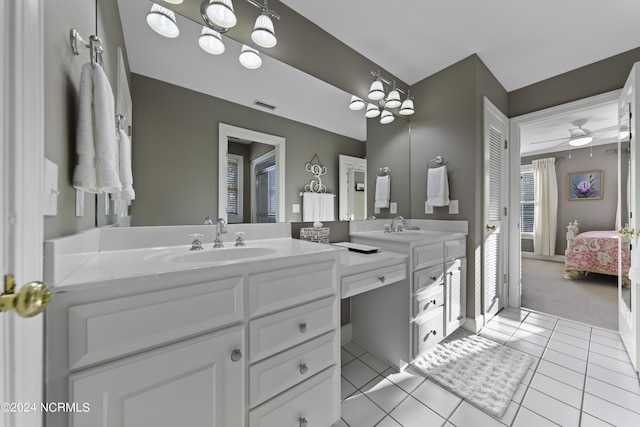 390 Whitebridge Rd, Hampstead, NC 28443 - ensuite bathroom featuring a sink, ensuite bath, visible vents, tile patterned floors, and double vanity