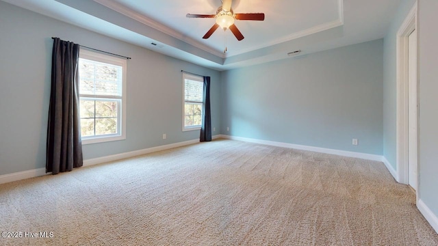 149 Mardella Way, Holly Ridge, NC 28445 - spare room featuring a raised ceiling, carpet floors, crown molding, and baseboards