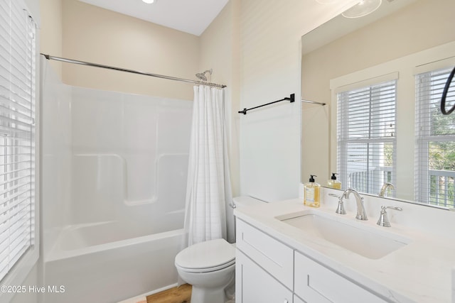 1063 Tide Ridge Dr, Supply, NC 28462 - bathroom featuring toilet, shower / bath combo with shower curtain, and vanity